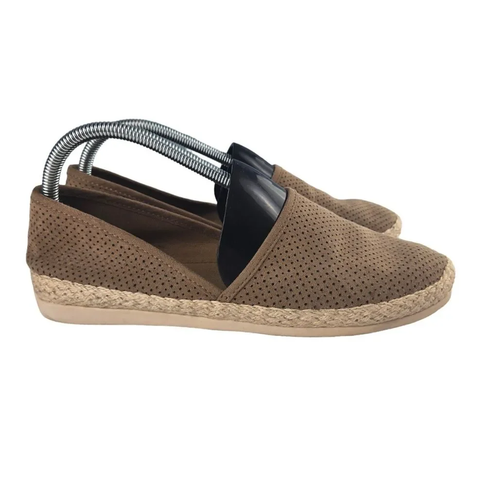 Esprit Women 9‎ Brown Perforated Jute Wrap Espadrille Slip On Flats
